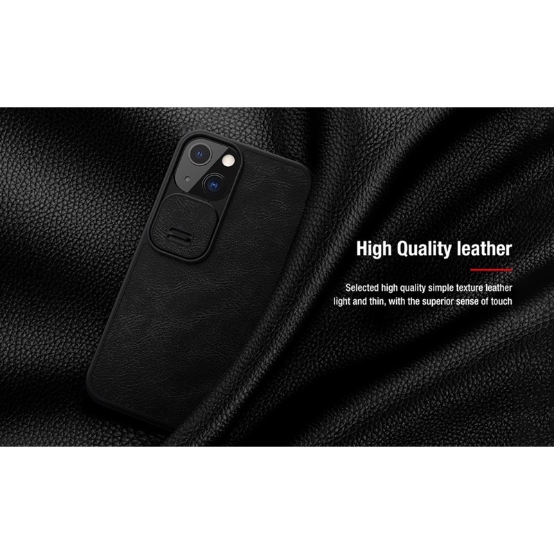 Bao da Nillkin QIN Camshield iPhone 13, 13 Pro, 13 Pro max có ngăn để thẻ trượt bảo vệ camera chính hãng