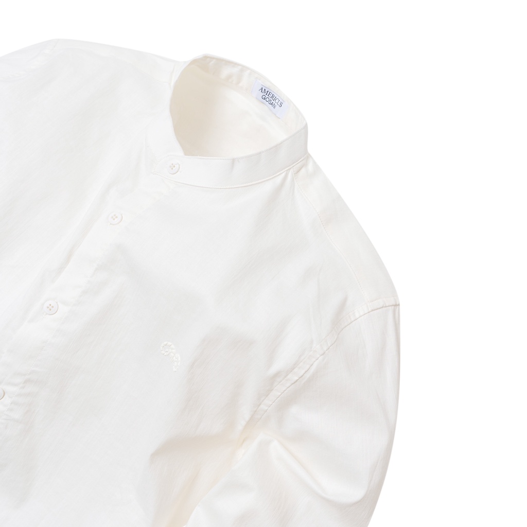 A/G Áo Sơ Mi Nam Cổ Trụ Trắng Logo Bạch Dương Phom Vừa Chất Liệu Cotton Thoáng Mát | BigBuy360 - bigbuy360.vn