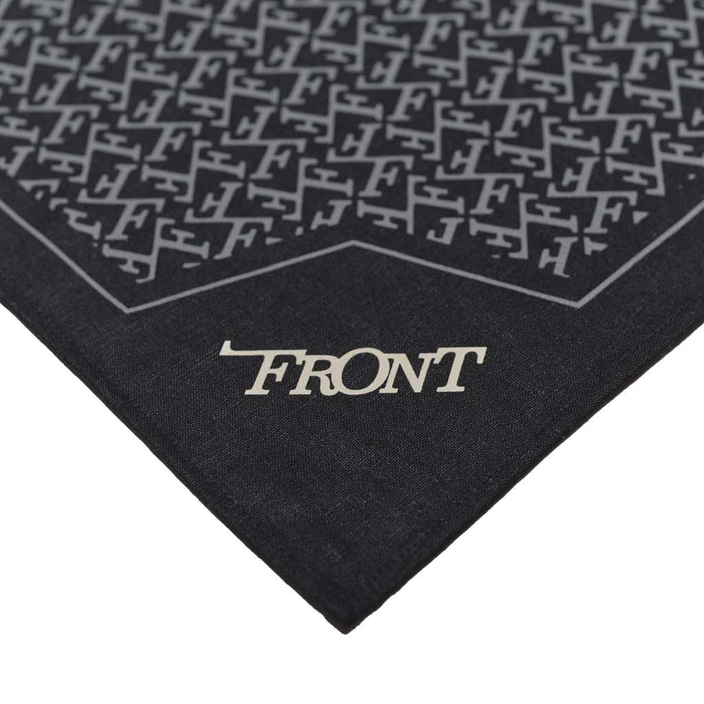 FRONT The Pawn F Abundant Square Scarf D922 - BLACK ♟ Khăn FRONT chất liệu Linen màu đen họa tiết
