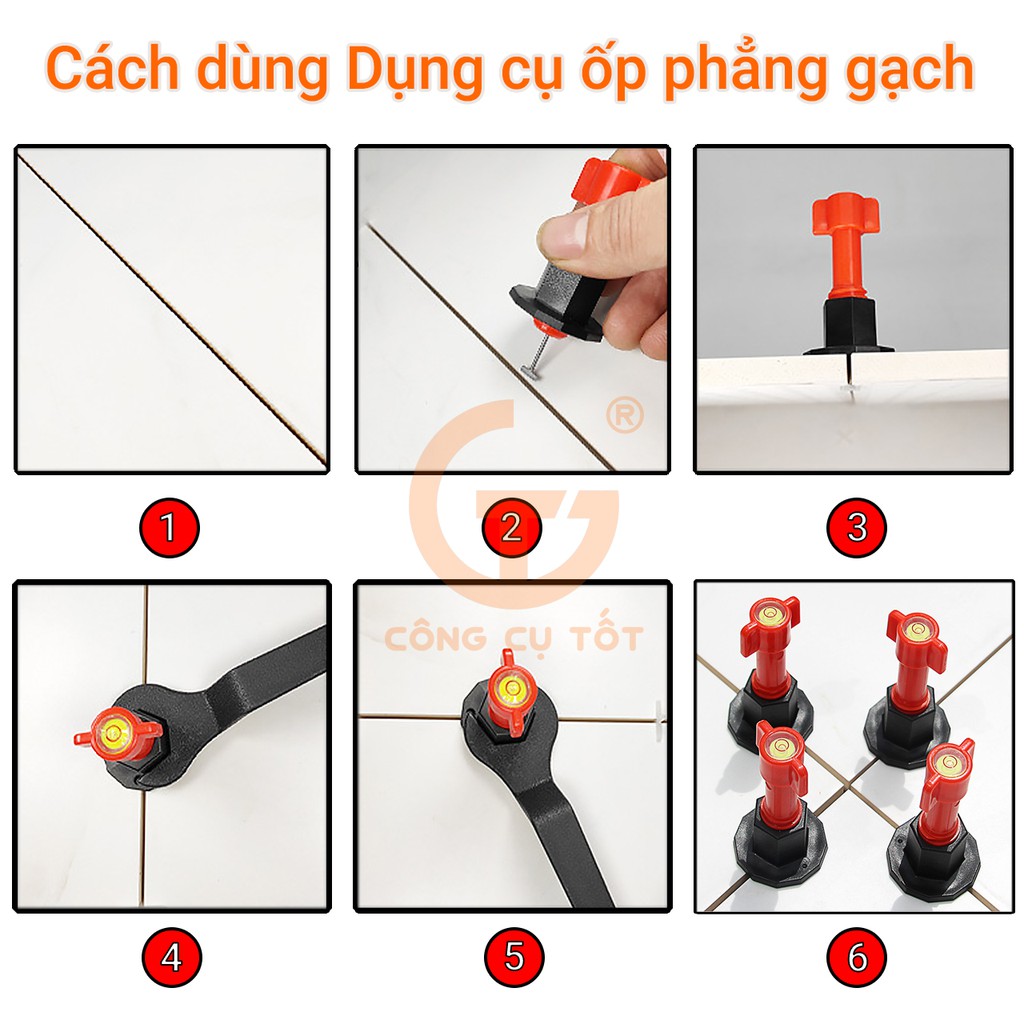 Túi 20 vít cân bằng lát gạch tích hợp nivo tròn sử dụng nhiều lần