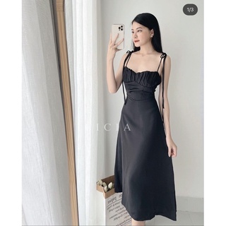 Váy 2 dây đen body nhúm ngực