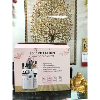 Kệ mỹ phẩm mica xoay 360 độ