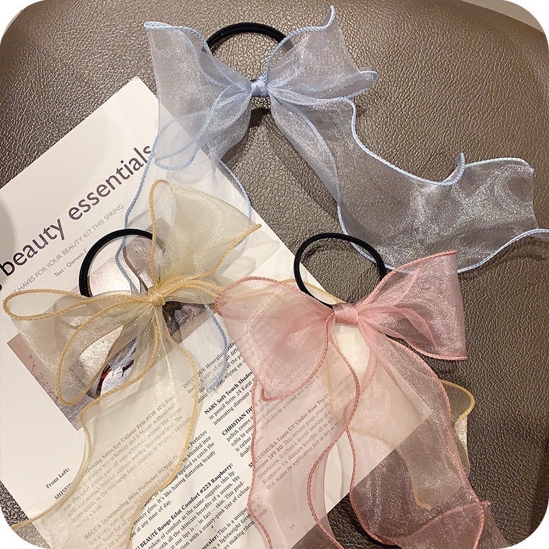 Dây buộc tóc Cột tóc scrunchies cao su đính nơ phong cách Hàn Quốc November accessories