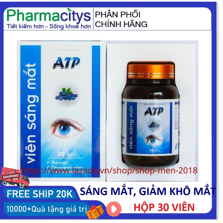 Viên Uống Sáng Mắt ATP - Giúp Tăng Cường Thị Lực, Giảm Khô Mắt, Mỏi Mắt, Nhìn Mờ - Hộp 30 viên HSD T6/2022