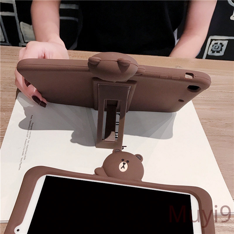 Ốp Máy Tính Bảng Có Giá Đỡ Hình Gấu Nâu Dễ Thương Cho ipad mini1/2/3 5 ipad5 AIr2 2019 ipad10.2 mini4/5 Nini Air5