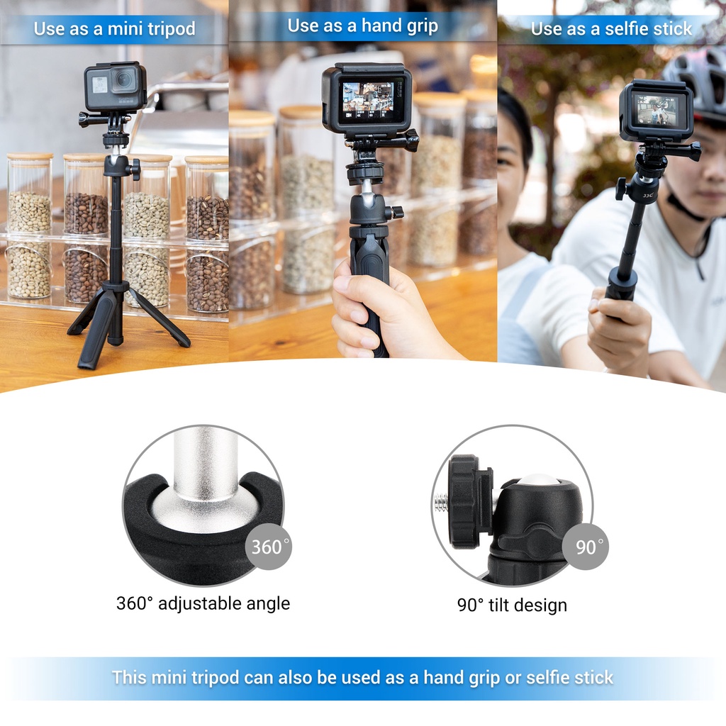 Giá đỡ ba chân JJC mini hỗ trợ 1/4"-20" thích hợp cho máy ảnh Gopro SON RX100/ RIC GR/ CAN G7X