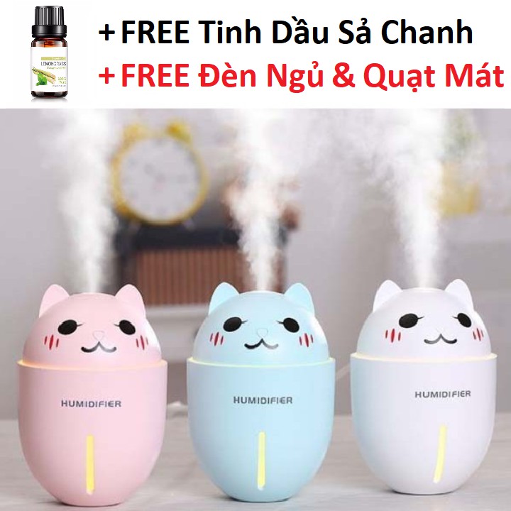 Máy Phun Sương Tạo Ẩm Khuếch Tán Tin Dầu Dành cho Văn Phòng, Phòng Ngủ, Ô tô Tặng 1 Chai Tinh Dầu