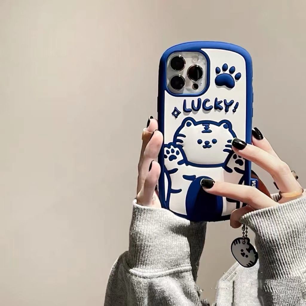 Ốp Điện Thoại Màu Xanh Dương Họa Tiết Chú Hổ Dễ Thương Cho IPhone 12 13 11 Pro Max X Xs Max Xr Mvd1