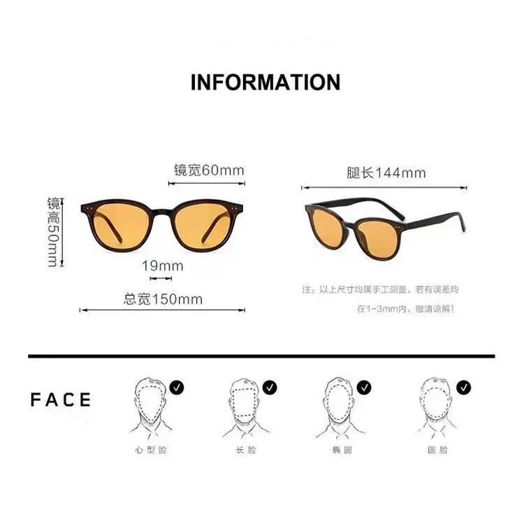 Kính mát IF ME gọng đen vàng thời trang cho nữ