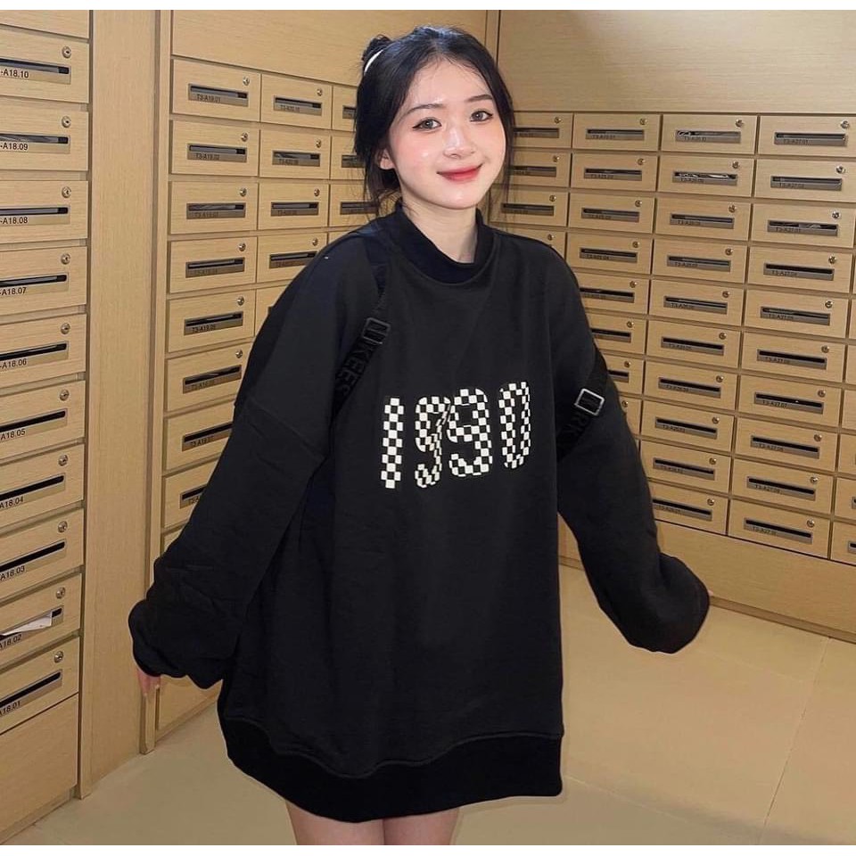 Áo Sweater 1990 Áo Sweater Chất Nỉ Ngoại Tay Bồng Dày Dặn Form Rộng Freesize Unisex Ảnh Thật