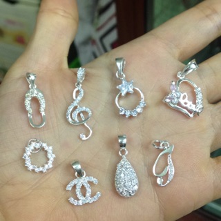 Mặt dây chuyền bạc ta mẫu nhỏ dễ thương hình dép, khoá son, giọt lệ, chữ t ...