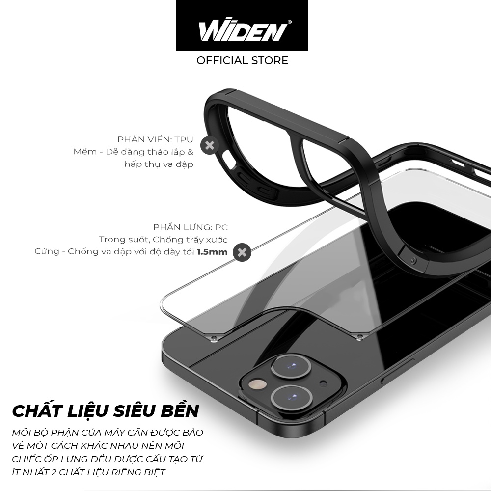 Ốp lưng chống sốc Wiiden - Alpha 2.0 Mặt lưng Trong suốt cho iPhone