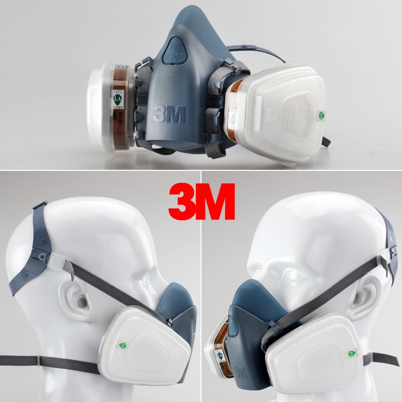 Trọn bộ mặt nạ phòng độc cao cấp 3M 7502 và phun thuốc trừ sâu, chống bụi mịn, khẩu trang nhà máy xi măng