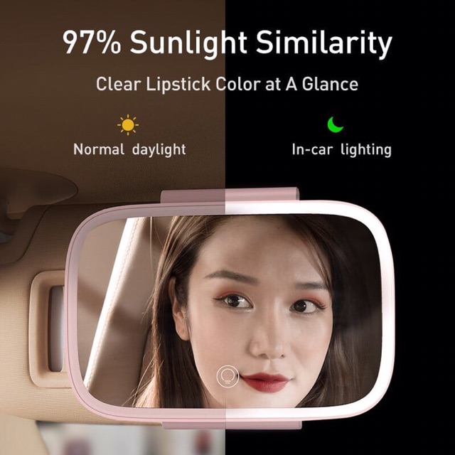 Gương trang điểm thông minh BASEUS DELICATE QUEEN CAR TOUCH-UP MIRROR có viền tích hợp đèn LED cảm ứng