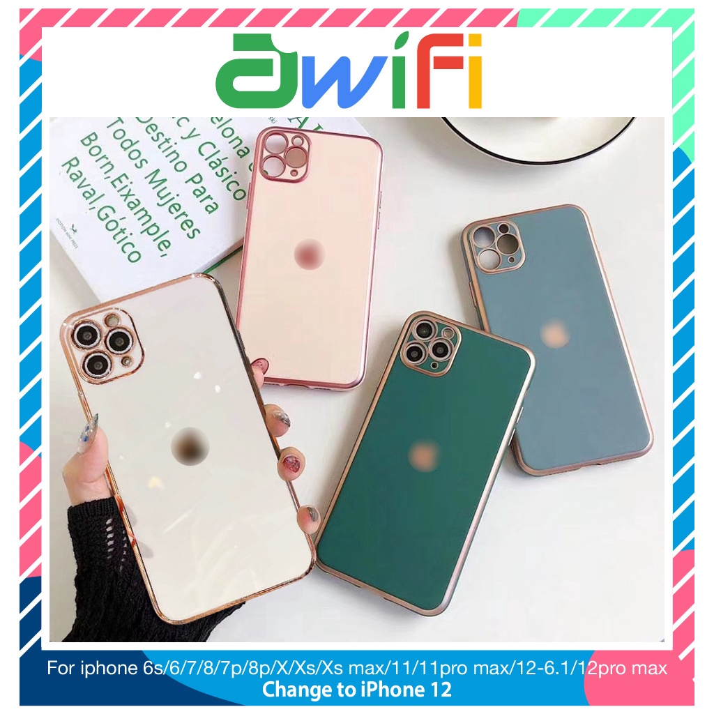 Ốp lưng iphone logo táo viền vuông 6/6plus/6s/6splus/7/7plus/8/8plus/x/xr/xs/11/12/pro/max/plus/promax - Awifi C2-4