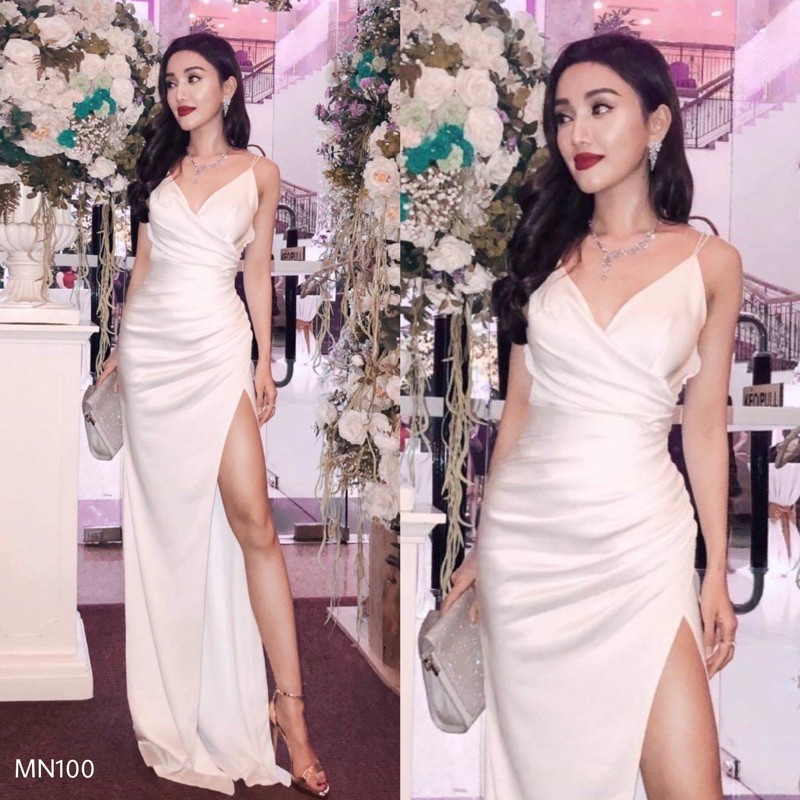 Đầm maxi đầm hai dây đầm dáng ôm xẻ đùi quyến rũ đi tiệc dạ hội đi chơi - MN100 - Đầm Váy Mina