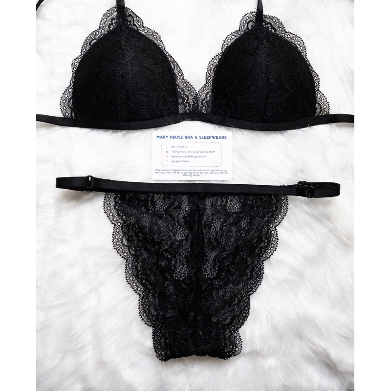 Bộ Bralette Ren Có Mút Quần Tam Giác Free Size Mary House - Sleepwears