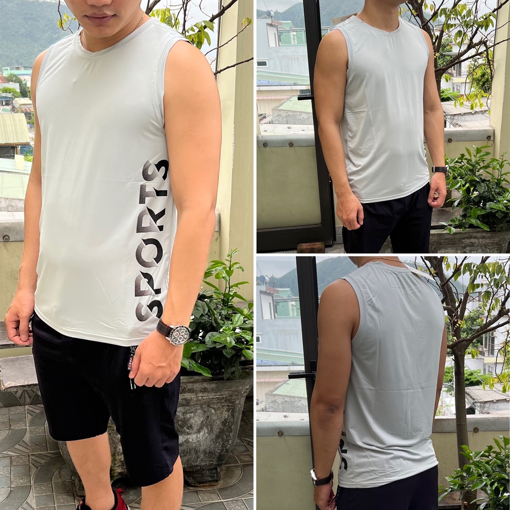Áo Tank Top Ba Lỗ Sport Cao Cấp Chất Thun Lạnh, co giãn 4 chiều thoáng mát tuyệt đối