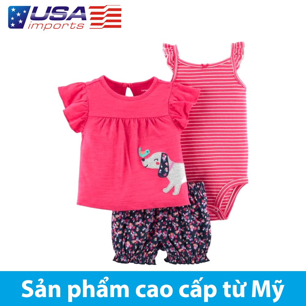 Set 3 món áo liền quần kèm quần short Car-tờ Auth Từ Mỹ (15959410)