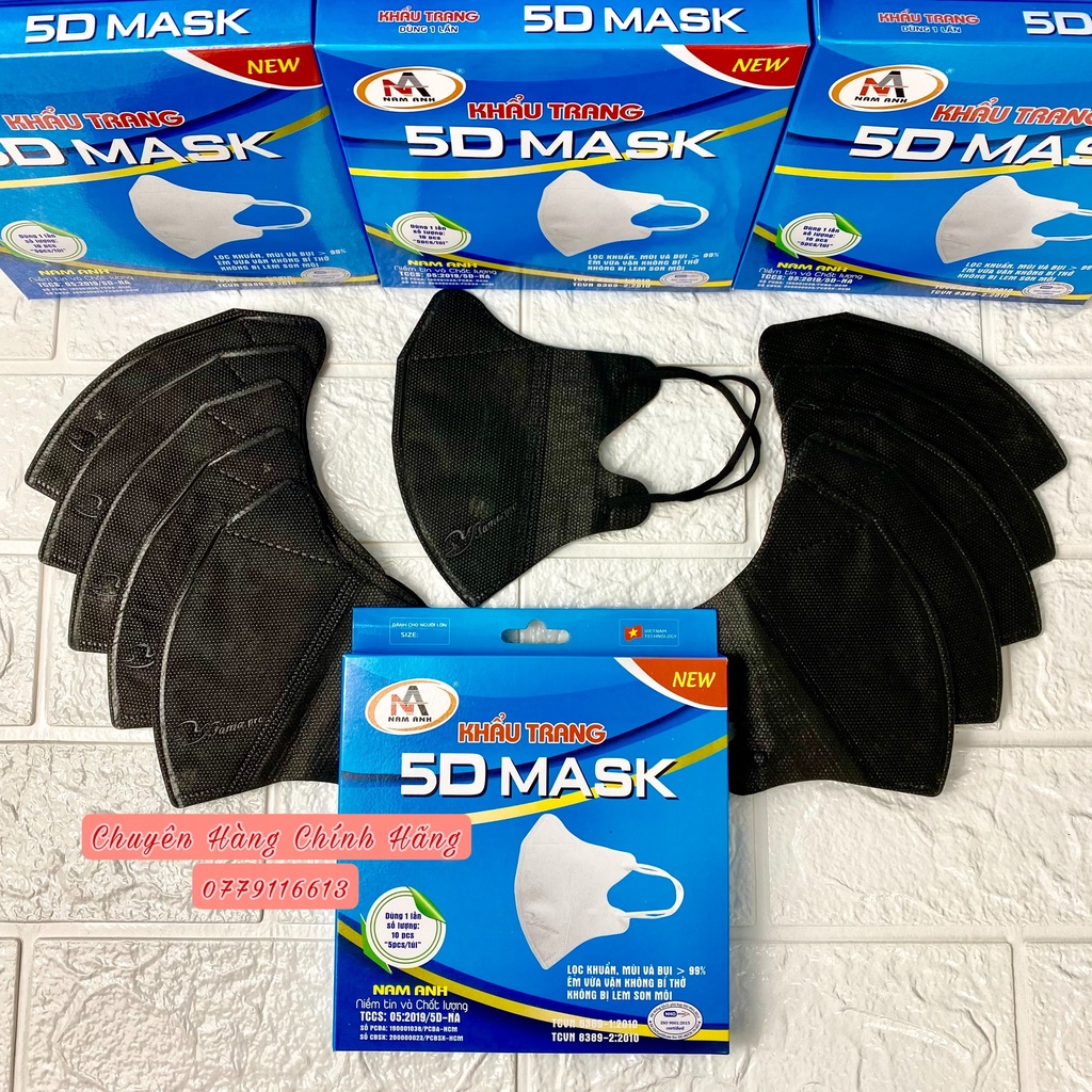 Khẩu trang Kháng Khuẩn 5D NAM ANH FAMAPRO 3 lớp 10 cái/ hộp Trắng, Hồng, Xanh Y Tế, Xanh Rêu, Đen, Xanh Navy, Xám