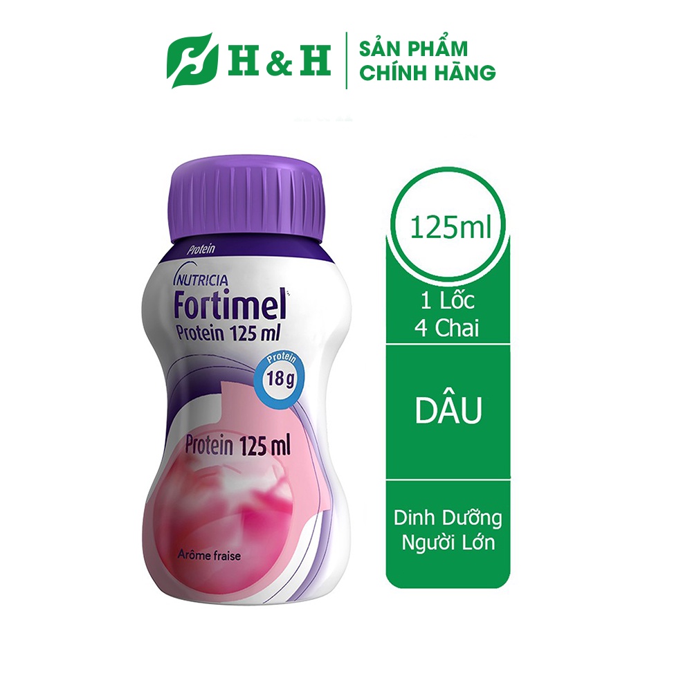 Sữa Fortimel Protein vị Strawberry - Sữa cao năng lượng bổ sung dinh dưỡng cho người lớn (125 ml x 4 chai)