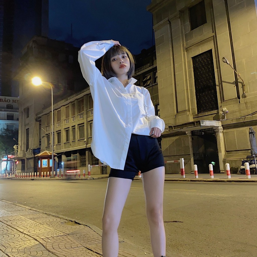 Là min - Áo Sơ Mi Trắng Boyfriend Form Oversized