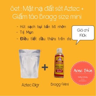 Set mặt nạ đất sét aztec 151g và giấm táo bragg 94ml