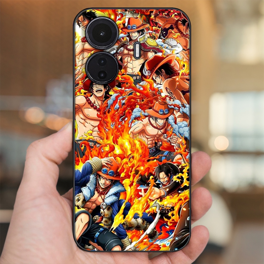 Ốp lưng Vivo T1 5G viền đen in hình Ace One Piece