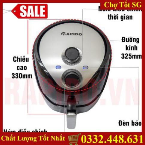 ✔️ Sale Nồi chiên không dầu Rapido, công suất 1500W,dung tích 5.0-RAF5.0. Chống Cháy Nổ n