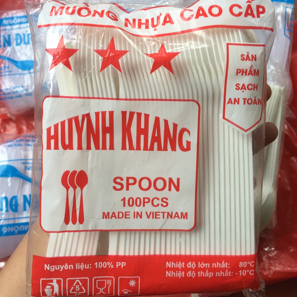 Thìa nhựa, muỗng nhựa cao cấp Huynh Khang  dùng 1 lần LINHMART