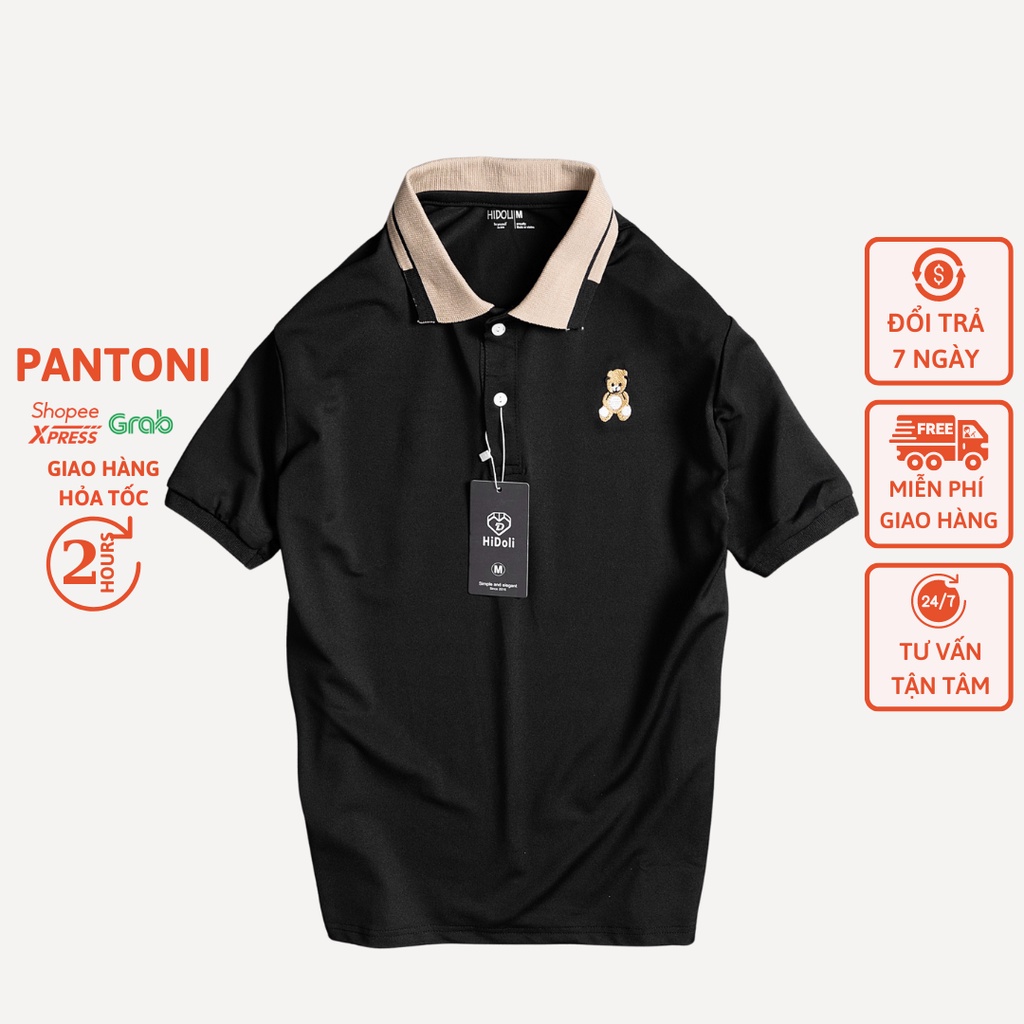 Áo polo nam pantoni, Áo thun nam cổ bẻ thêu gấu tedear vải cá sấu cotton cao cấp chuẩn form (TEDI)