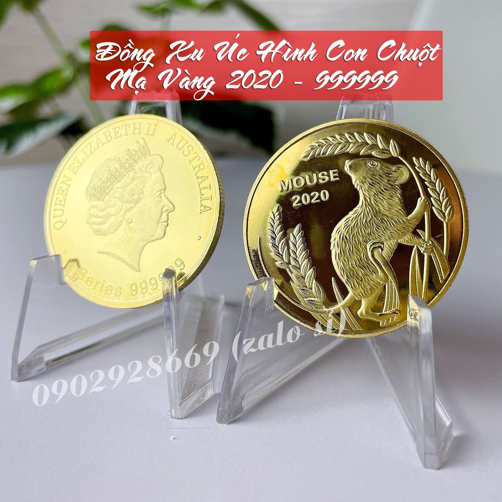Đồng Xu Úc Hình Con Chuột Mạ Vàng 2020, đồ lưu niệm, quà tặng VIP