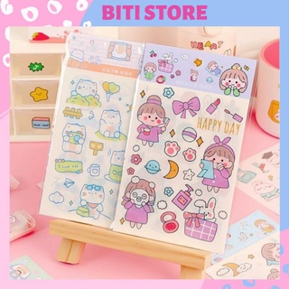 Set 4 sticker hình dán trang trí sổ tay, đồ dùng cá nhân biti store