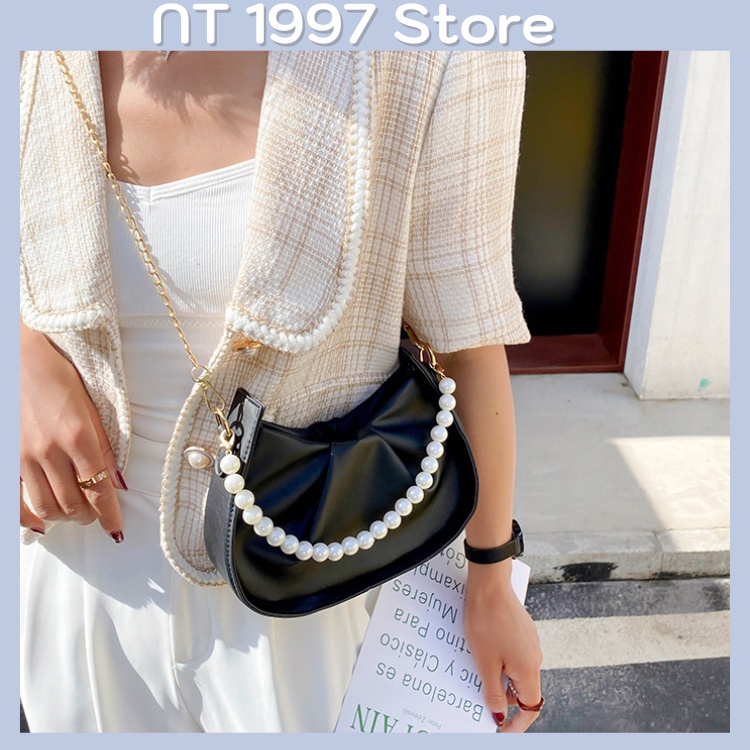 Túi sách nữ đeo chéo kẹp nách thời trang mini dây xích