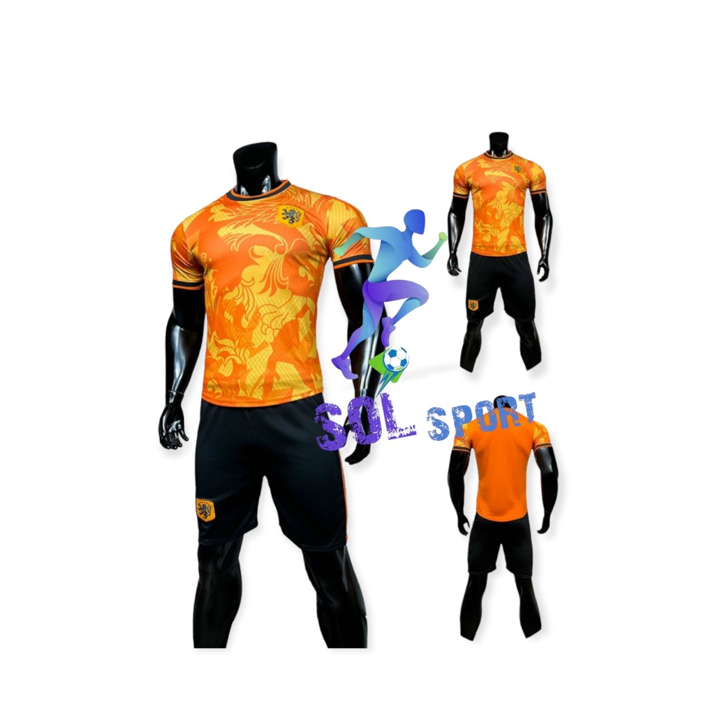 Bộ quần áo bóng đá đội tuyển Hà Lan cam truyền thống họa tiết tinh tế thun lạnh 2022