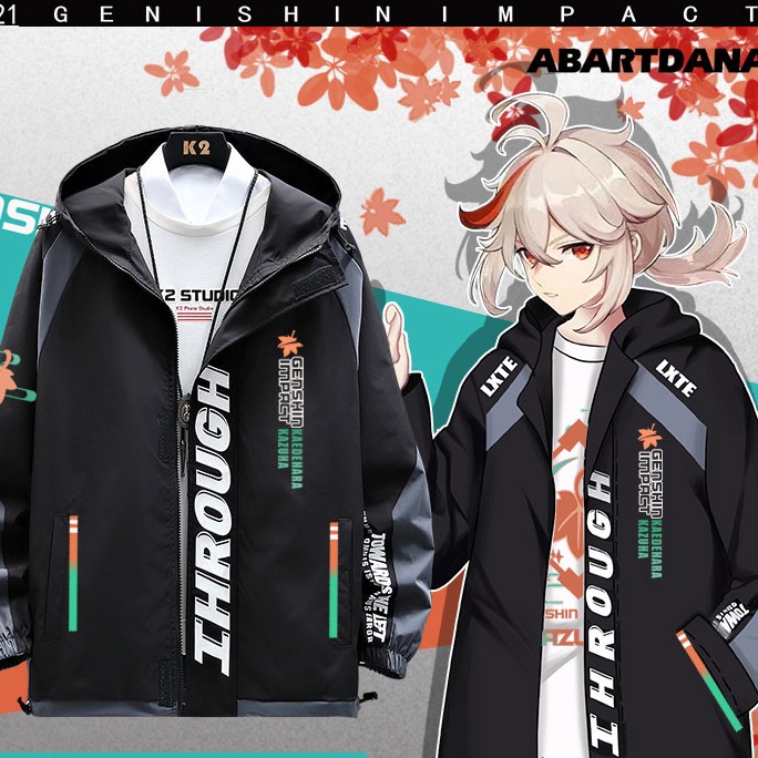 Áo khoác in hình lá phong phong cách game Kazuha Genshin 2 chiều thời trang xuân thu đẹp mắt unisex
