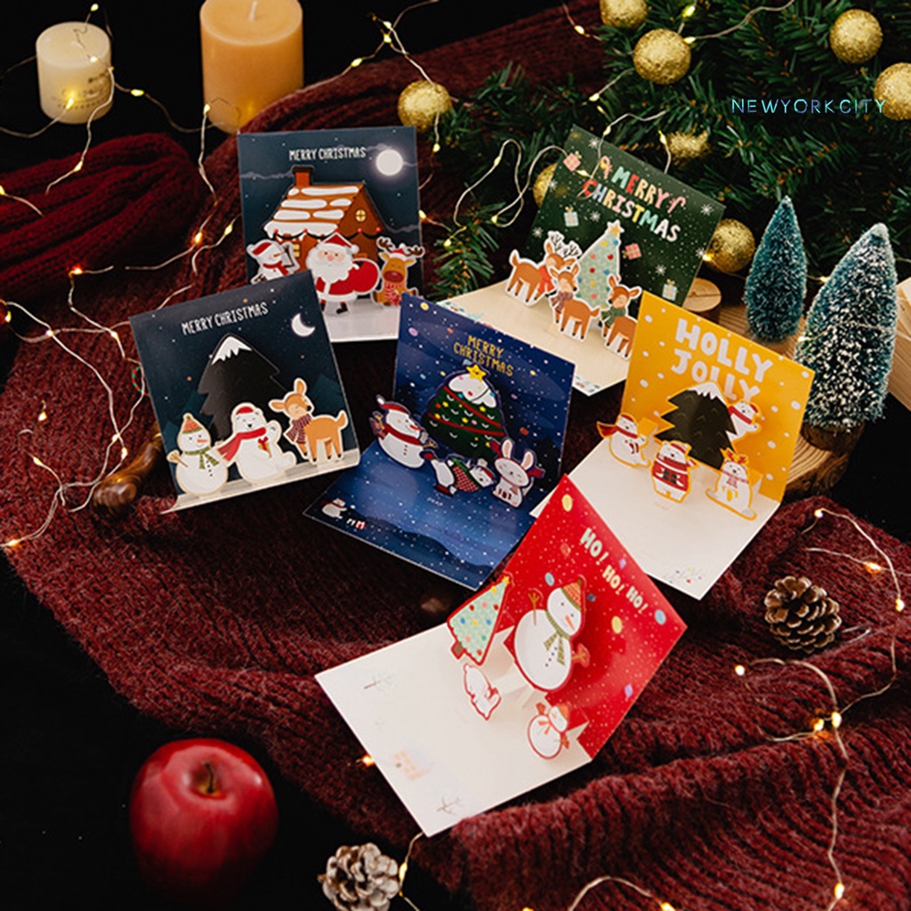 1 Bộ Thiệp Chúc Mừng Giáng Sinh 3D Bằng Giấy In Họa Tiết Phong Cách Giáng Sinh Quyến Rũ