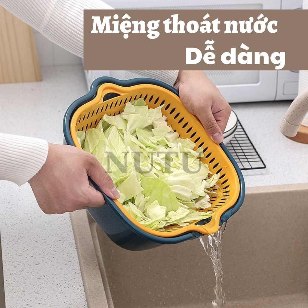 Rổ Nhựa Đa Năng 3 Chiếc Hàng Loại 1 Cứng Cáp Chắc Chắn, Bộ Rổ Kèm Chậu Hứng Nước Tiện ích