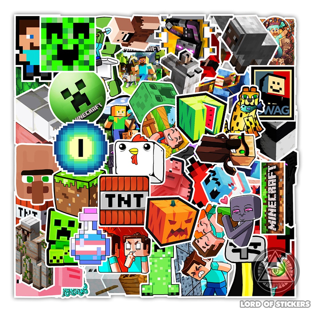 Set 100 Nhãn Dán Minecraft Sticker Hình Nhân Vật Trò Chơi Điện Tử Chống Thấm Nước Dán Mũ Nón Bảo Hiểm, Laptop, Vali, Xe