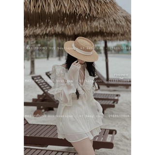 Set tơ áo cổ tim bèo quần short!