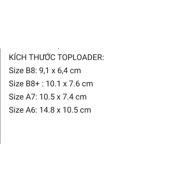 TOPLOADER  B8 A7 A6 ĐỰNG ẢNH CÁC LOẠI