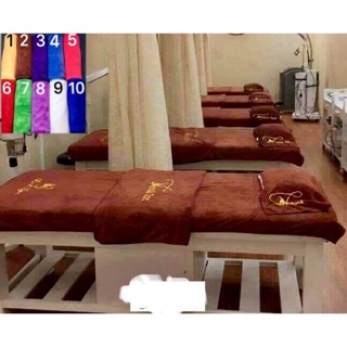 Set 2 khăn trải giường spa màu nâu