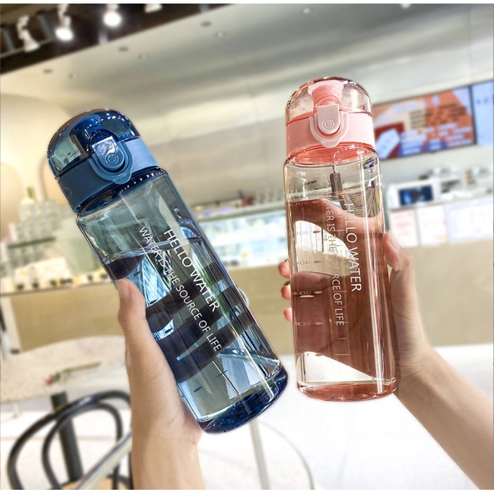 Bình nước thể thao, bình nước hello water  trong suốt 780ml nhựa trong suốt cao cấp hello water -datmoi