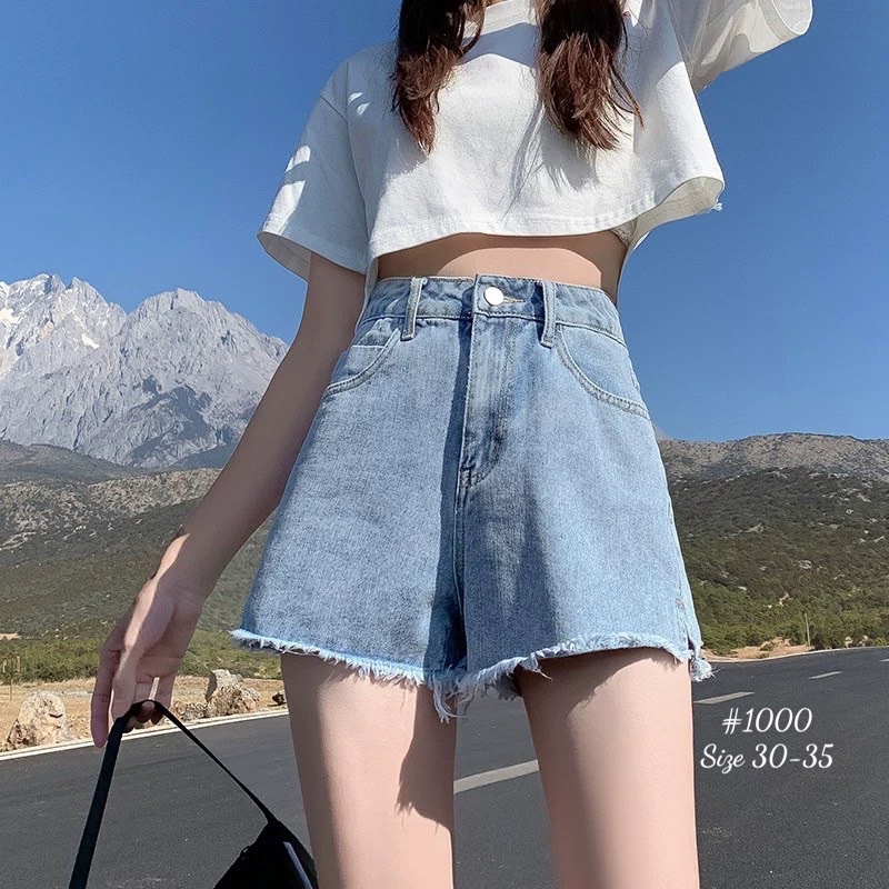 Quần Short Jean Nữ Trơn Size Đại từ S đến 35 Có 3 Màu Bigsize