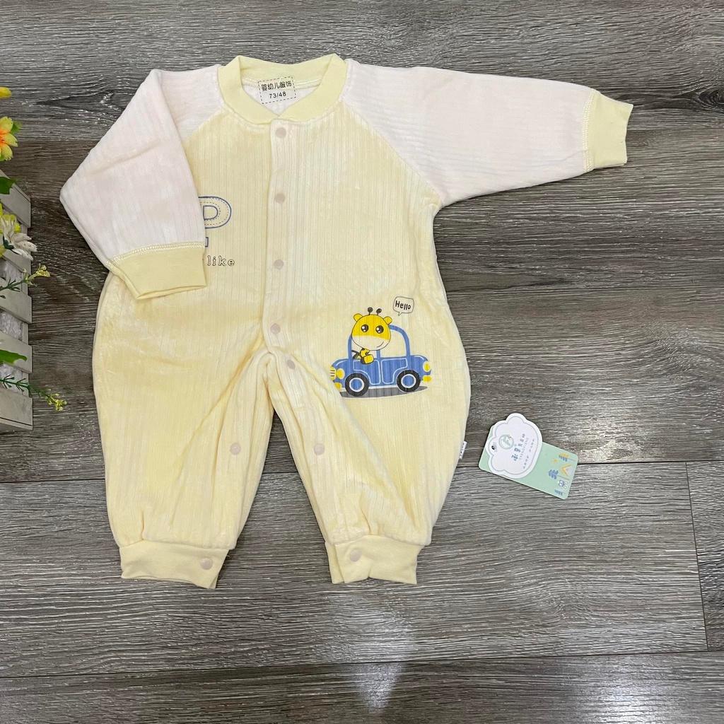 Body dài vải nhung lót lông mặc mùa đông, bộ liền thân mặc thu đông cho bé sơ sinh