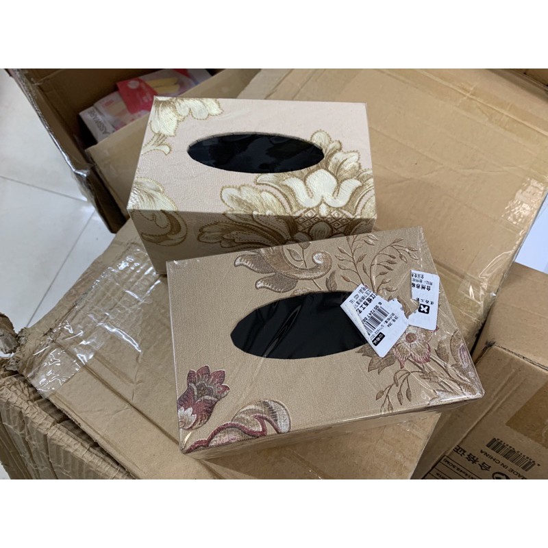 Hộp giấy ăn chữ nhật bọc da hoa vintage #384