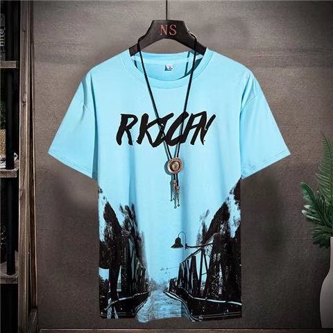 Áo Thun Tay Ngắn Cổ Tròn Dáng Rộng In Họa Tiết Phong Cách Hàn Quốc Thời Trang Mùa Hè Cho Nam size M-5XL