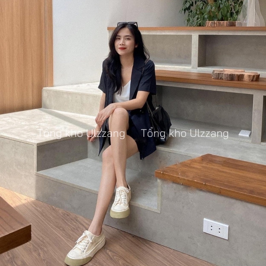 Set Áo Blazer Cộc Tay Kèm Quần Short Chất Voan
