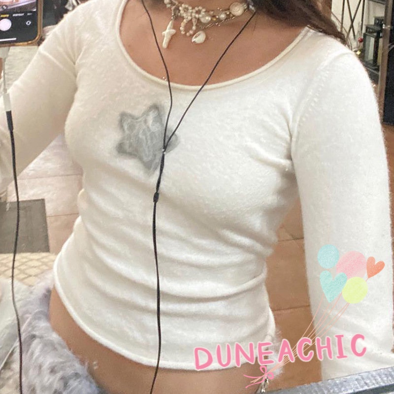 DUNEA Áo thun dài tay thiết kế giản dị thời trang dành cho nữ