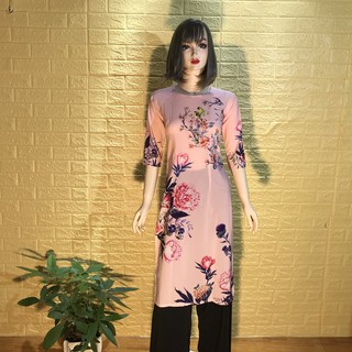 Áo Dài Cách Tân In Hoa Mẫu Đơn